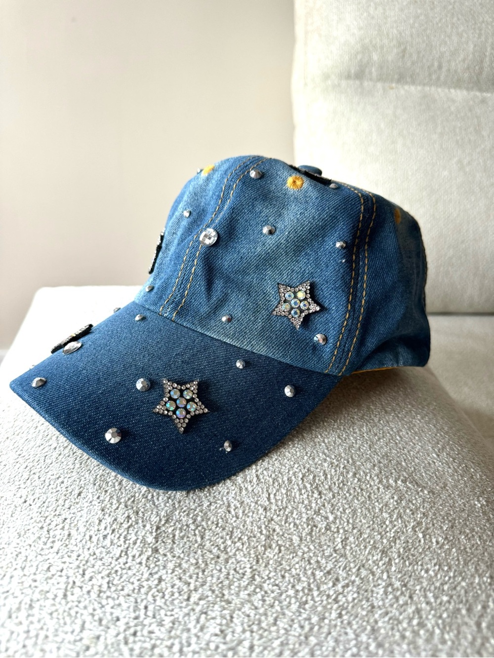 Y2K Denim Vintage Blue Cap Hat w Stars